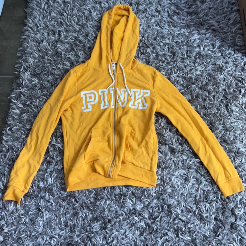 Yellow PINK zip up sweatshirt